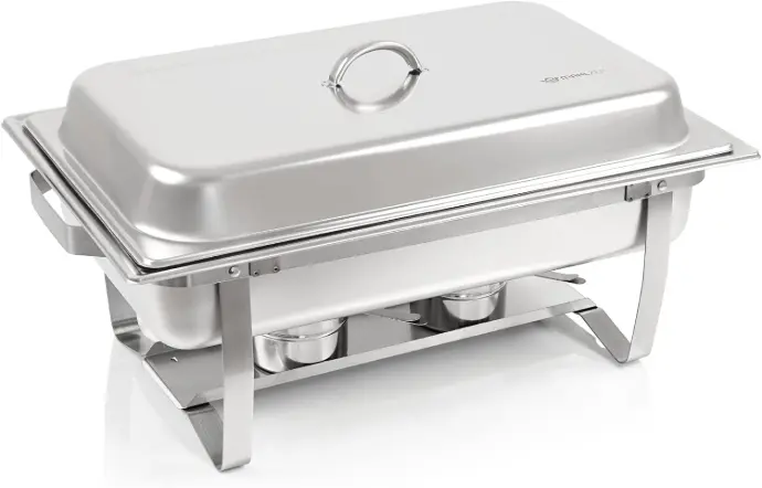 Chafing dish met brandpasta
