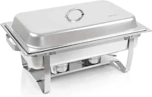 Chafing dish met brandpasta